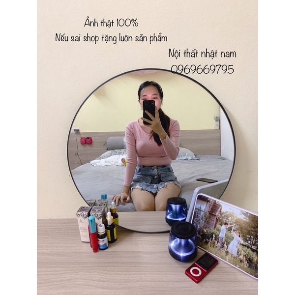 Gương nhà tắm khung thép💥𝗛𝗮̀𝗻𝗴 𝗖𝗼́ 𝗦𝗮̆̃𝗻💥, Gương treo tường tròn D50cm D60cm