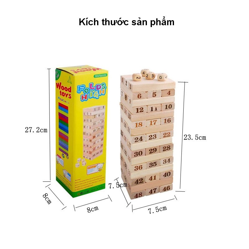 [SIÊU SALE] Trò Chơi Rút Gỗ 48 Thanh Chất Lượng Cao - Size Lớn Nhất - Chống Thấm Mốc -  Giải Trí Bạn Bè Gia Đình