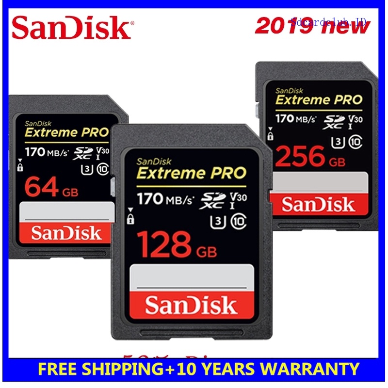 Thẻ Nhớ SDHC 10 SDHC 32g SDHC 64g 128g 256g Hiệu SanDisk Extreme Pro Sdhs-I Class 170MB
