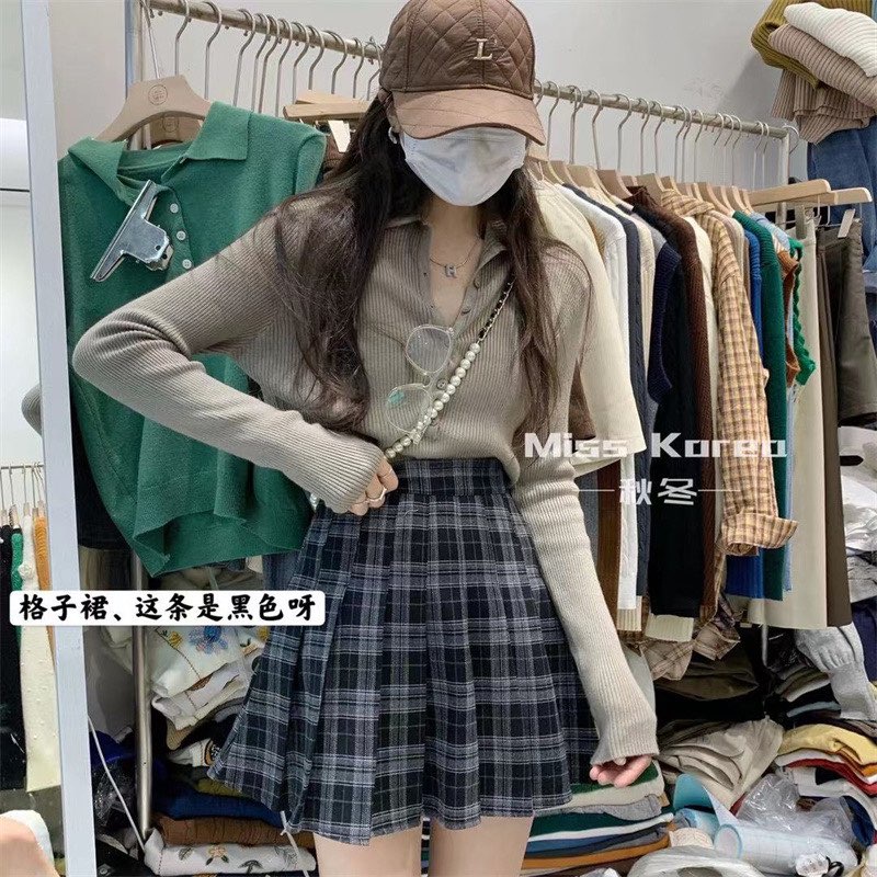 Chân váy caro dáng xòe phong cách ulzzang