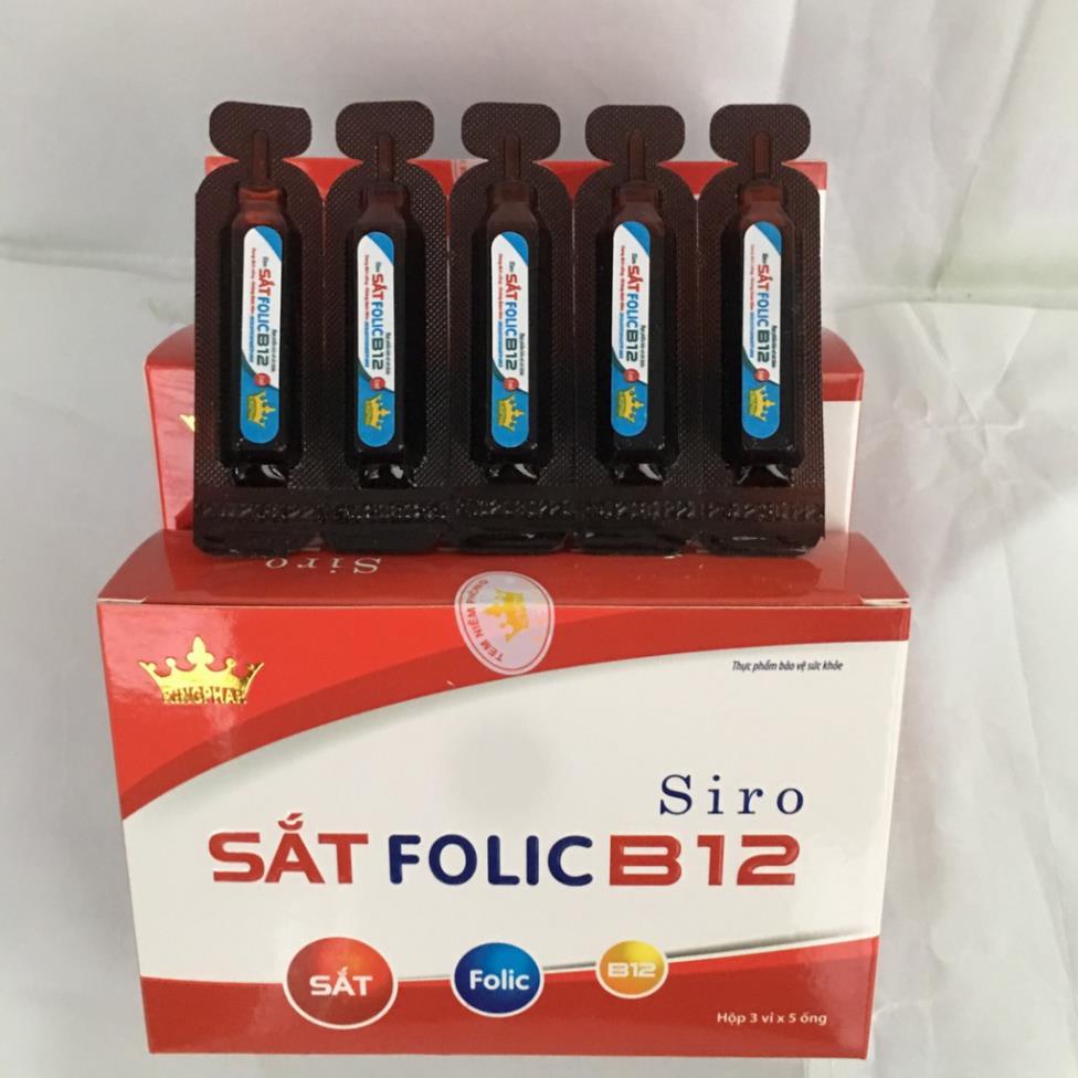 Siro Sắt Folic B12 Kingphar – Hỗ trợ giảm nguy cơ thiếu máu (Hộp 15 ống)