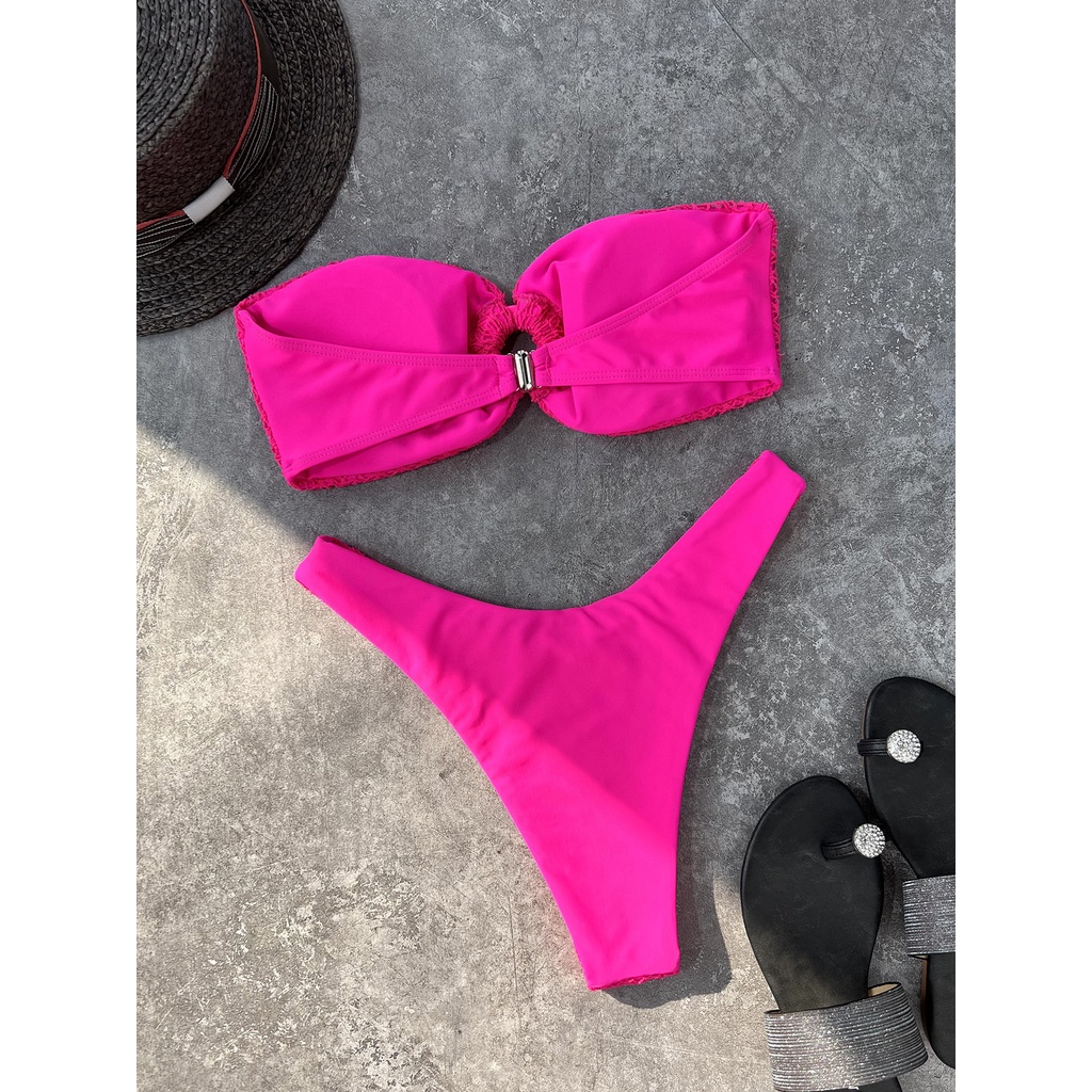 Bikini không dây có đệm ngực màu trơn phong cách đơn giản năm 2022 YX62