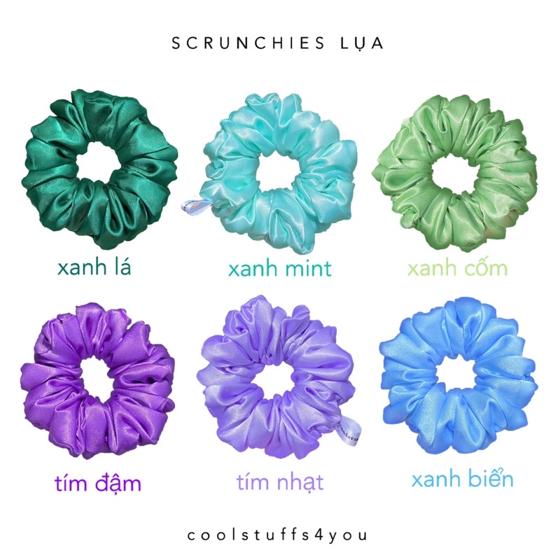 Bảng màu lụa✨Scrunchies lụa vải mềm mịn size thường