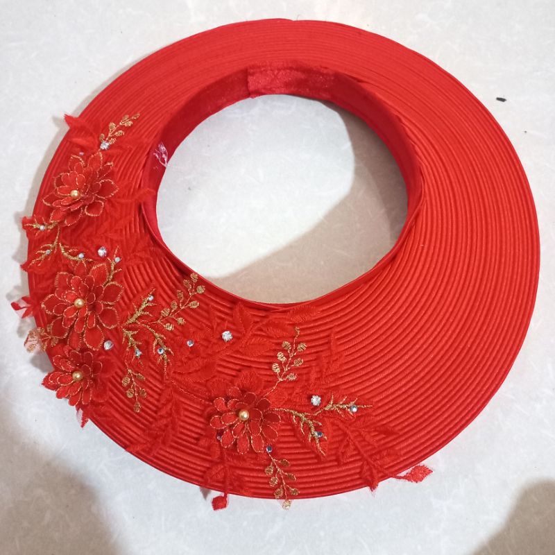 Khăn xếp cô dâu 30 vòng điểm ren 3D