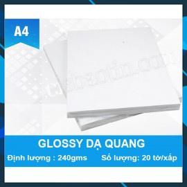 GIẤY GLOSSY DẠ QUANG A4 240G(XẤP 20 TỜ)