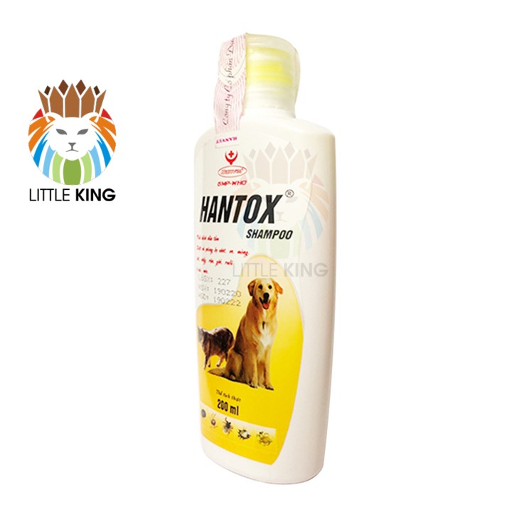 Sữa tắm Hantox Shampoo vàng 200ml Sữa tắm trị ve rận, bọ chét, ký sinh trùng cho chó mèo Little King pet shop