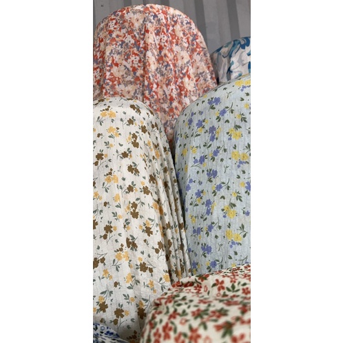Vải đũi nhăn  hàn quốc mềm và co dãn chất xịn hoa đậu biếc