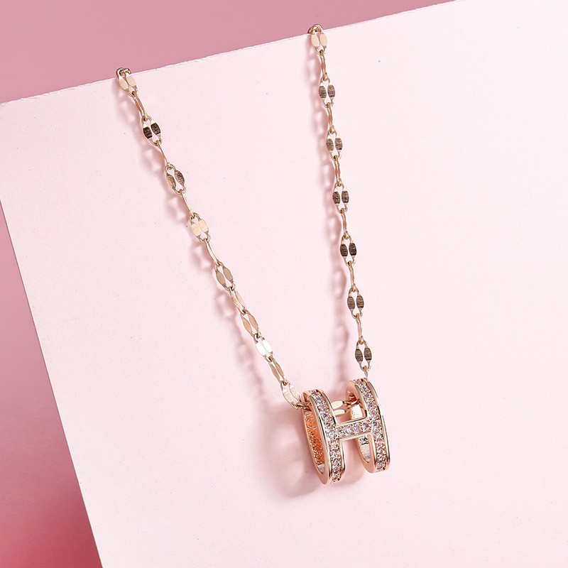 Vòng cổ mặt chữ H mạ vàng 18K kiểu dáng cực ngầu thiết kế đơn giản sang trọng khí chất cho nữ