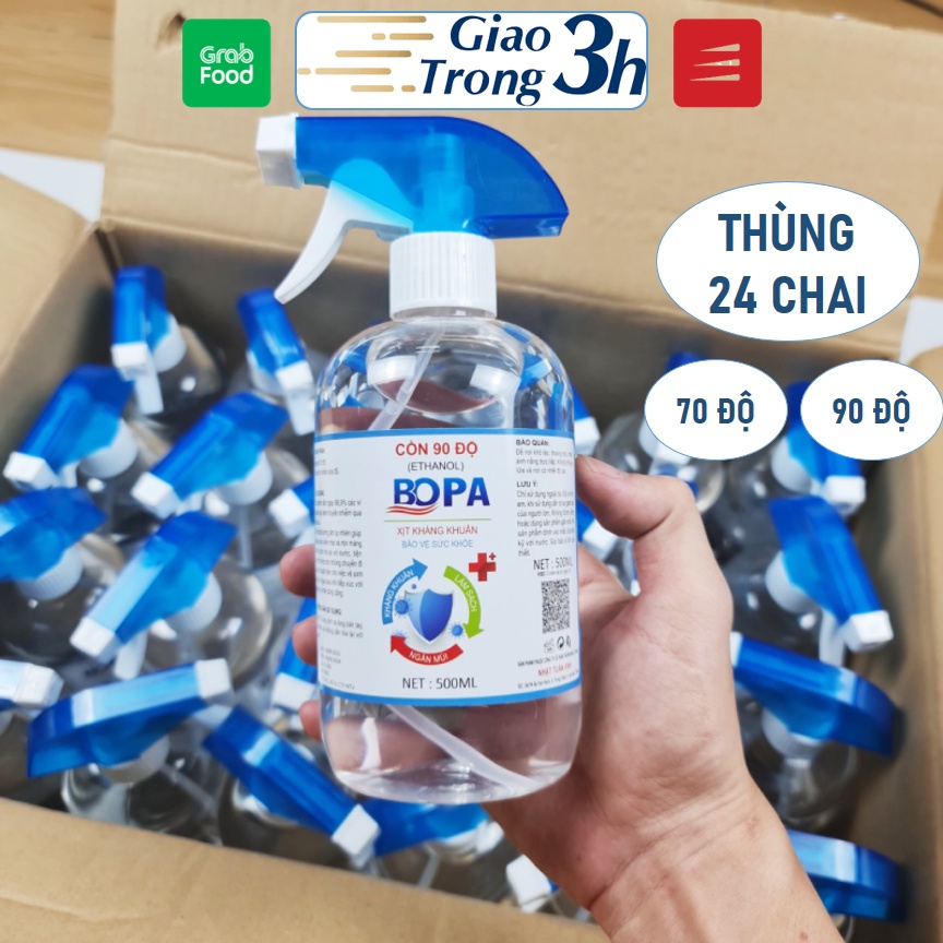 [THÙNG 24 CHAI 500ML] Cồn y tế nguyên thùng 24 chai 500ml, cồn 70 độ, 90 độ xịt khử khuẩn rửa tay