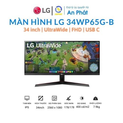 Màn hình LG 34WP65G-B UltraWide™ 34'' IPS Full HD AMD FreeSync™ sRGB 99% USB Type-C™