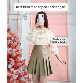 Chân váy tennis xếp ly chất da