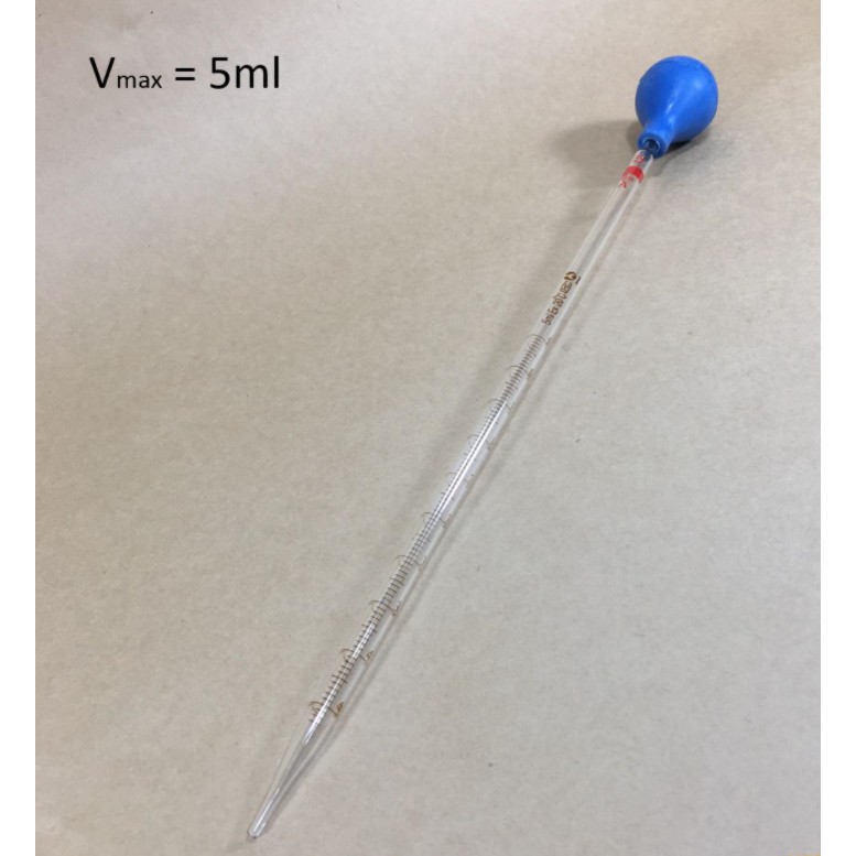 Ống hút thủy tinh - pipet thủy tinh dài 30cm có bóp cao su với các thể tích 0.5ml - 1ml - 2ml - 5ml - 10ml