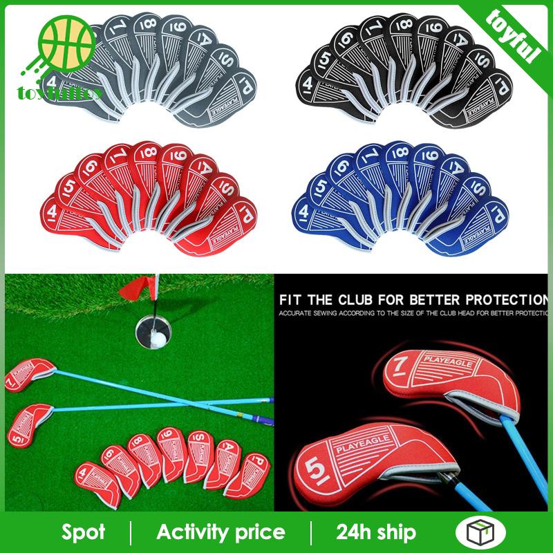 Set 9 Vỏ Bọc Bảo Vệ Đầu Gậy Đánh Golf Bằng Cao Su Tổng Hợp Màu Đỏ
