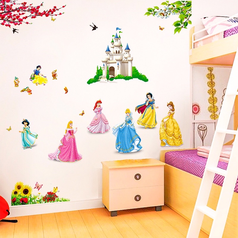 Tranh decal bảy nàng công chúa xinh xắn cho bé.