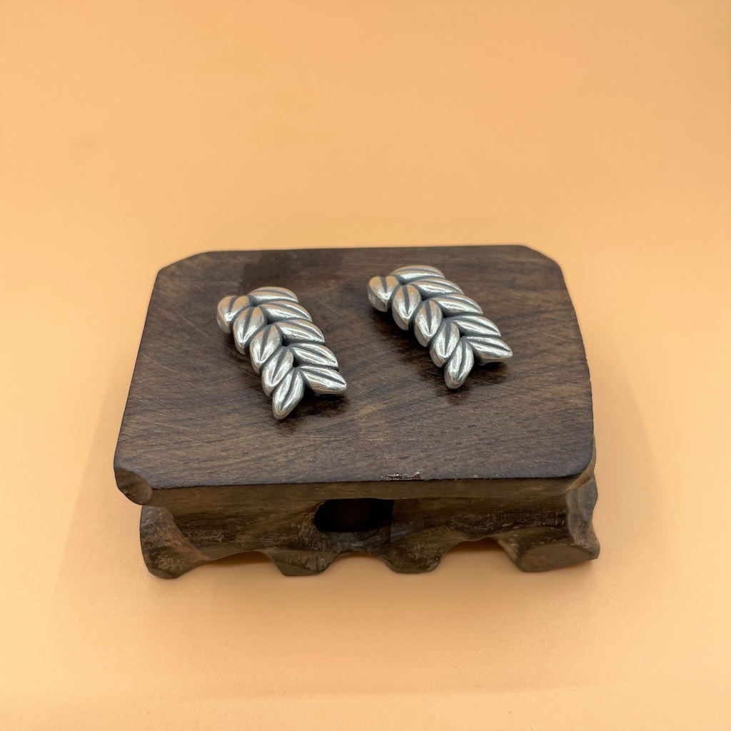 Charm nối bạc thái hình bông lúa chín (2 lỗ) - Charm bạc 925 - Mã CA790