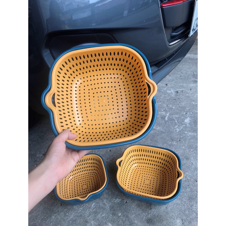 Combo 6 món rổ nhựa đựng đồ ráo nước, bộ rổ nhựa kèm chậu, set rổ nhựa 6 món 5 lớp bền bỉ chắc chắn