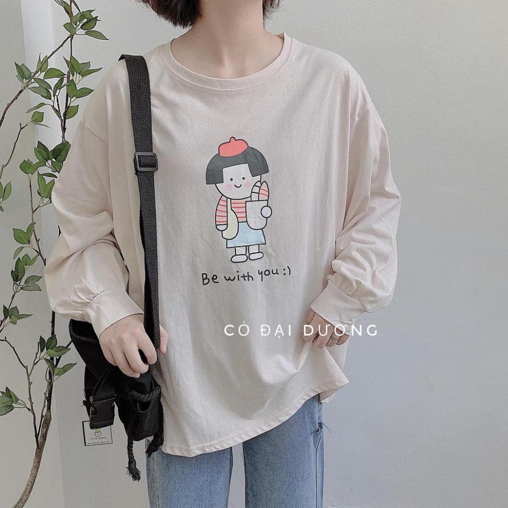 Áo Thun Tay Bồng BEWITH YOU Nữ [FREESHIP] 🌸 Phông dài tay oversize màu XANH | VÀNG | TRẮNG | BE | HỒNG Ulzzang HOT 🌸