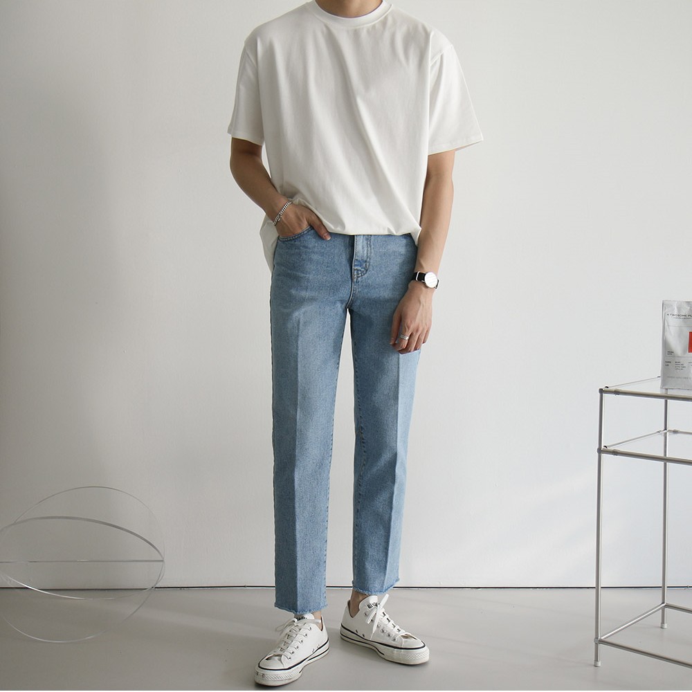 Áo thun nam trắng trơn ngắn tay vải cotton cổ bo tròn thương hiệu RYAN form rộng phong cách Hàn Quốc | BigBuy360 - bigbuy360.vn