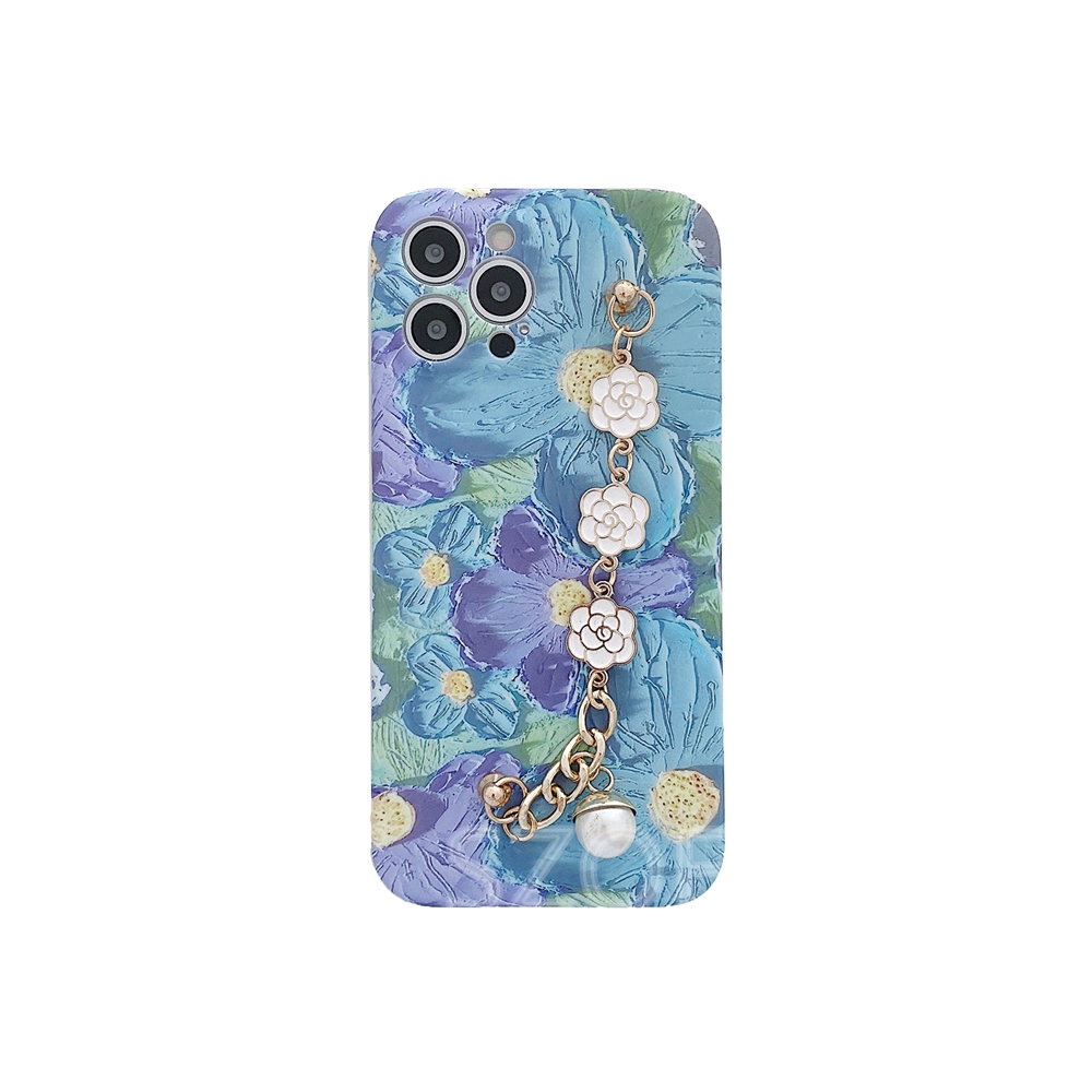 Casing Blue Purple Oil Painting Flowers Camellia Bracelet Skin-Friendly Soft Phone Case for Huawei Y7Pro 2019 Y9s Y9 2019 Y9Prime 2019 P40Pro P40 P30Pro P30 Nova4 Nova5T Nova7 Nova7SE Nova7i Mate30 Mate30Pro Honor 8X