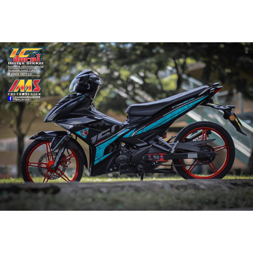 Tem Rời Dán Xe Exciter 150 Mẫu Y15 ZR Xanh Ngọc Đen 2019 Cực Đẹp, Hàng 3 Lớp Chất Lượng Cao