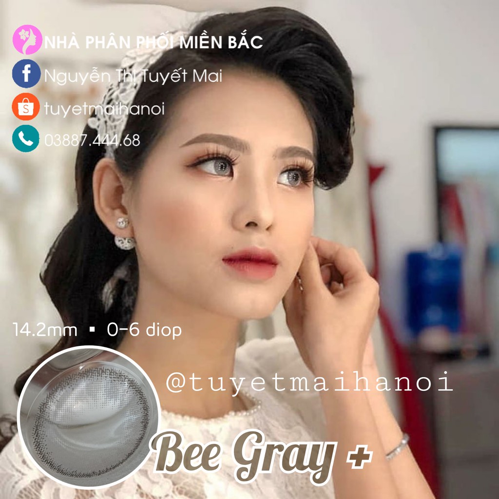 [ Ảnh Thật ] Lens Cận Màu Xám Tây Nổi Bật Bee Gray 14.2mm - Kính Áp Tròng Hàn Quốc Vassen Sexy Me