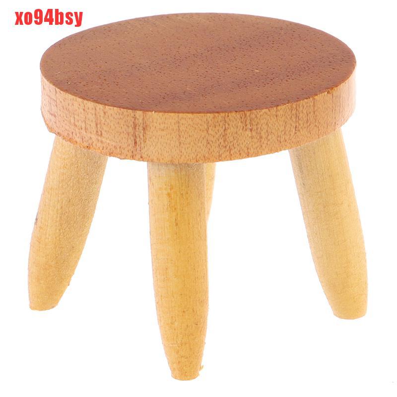[xo94bsy]1:12 Dollhouse Miniatures Wood Stool Chair Bench Model Doll House Accessories