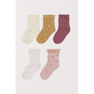 Set 5 tất cổ ngắn HM UK họa tiết hoa nhí săn SALE