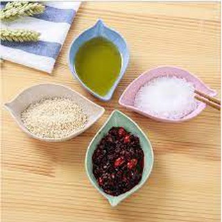 Bát đựng gia vị chấm, bát mini cho bé ăn dặm kiểu nhật bằng nhựa lúa mạch hình chiếc lá
