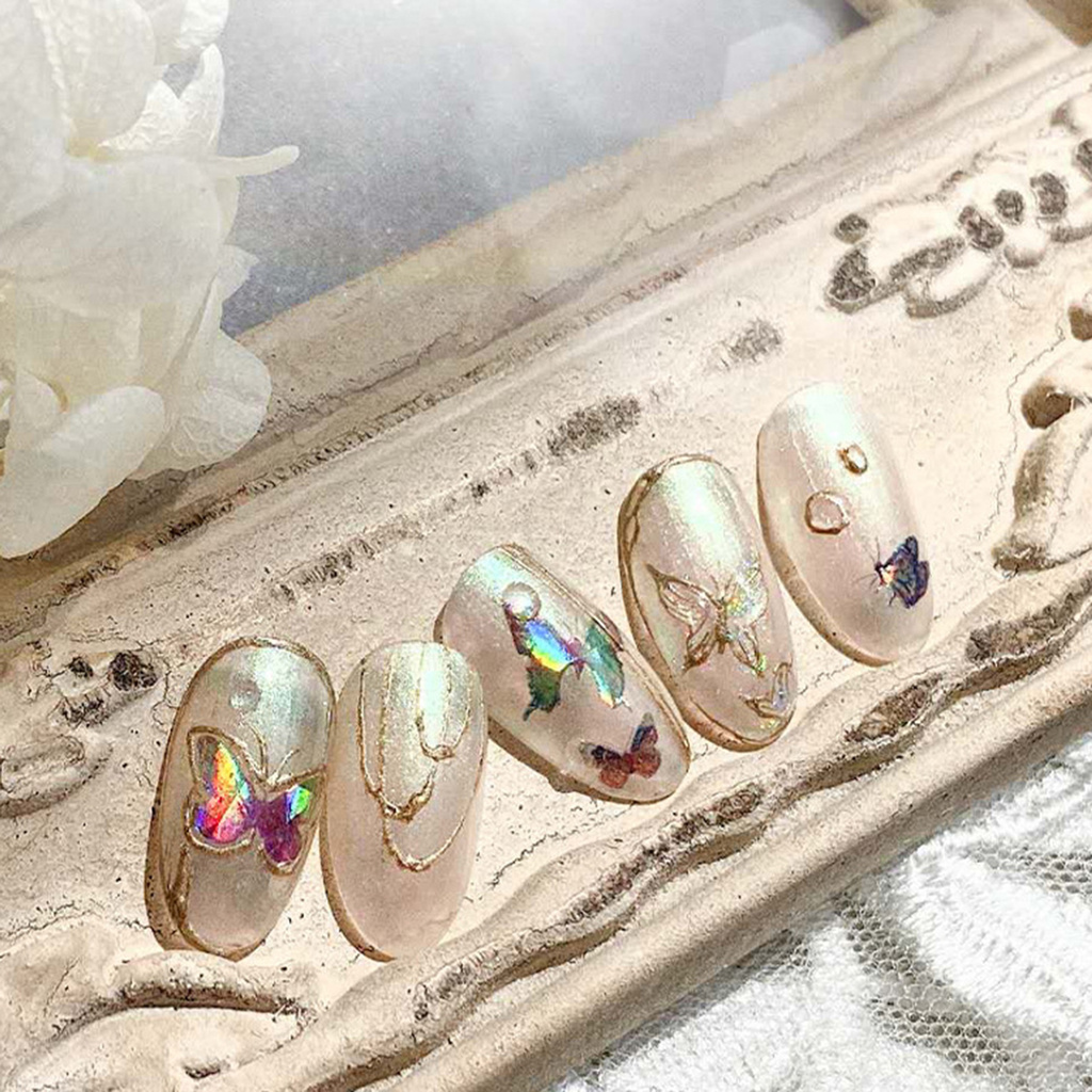 [Hàng mới về] Tờ dán móng trang trí hình bướm tự dính có thể lột ra không phai màu tiện dụng