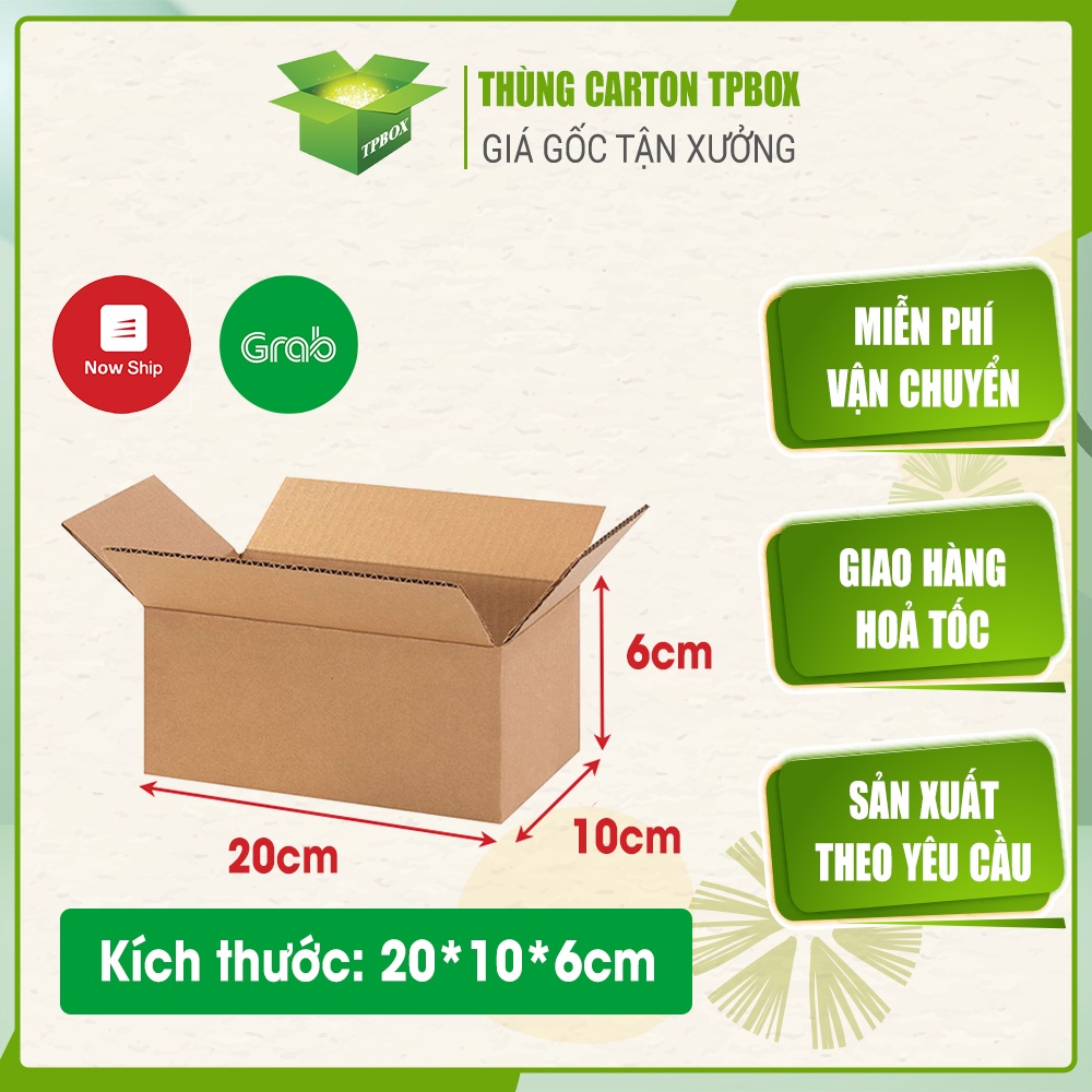 Thùng giấy carton đóng hàng hóa size 20x10x6 cm - Combo 10 Hộp