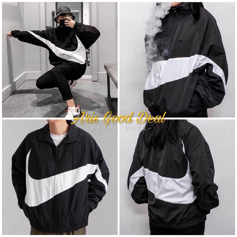 ÁO KHOÁC DÙ 2 LỚP SPORTWEAR SWOOSH WOVEN ĐEN