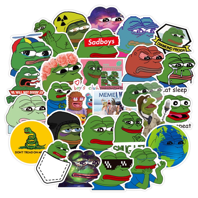 Y&amp;P| Bộ 50 nhãn dán họa tiết hoạt hình Sad Frog Pepe