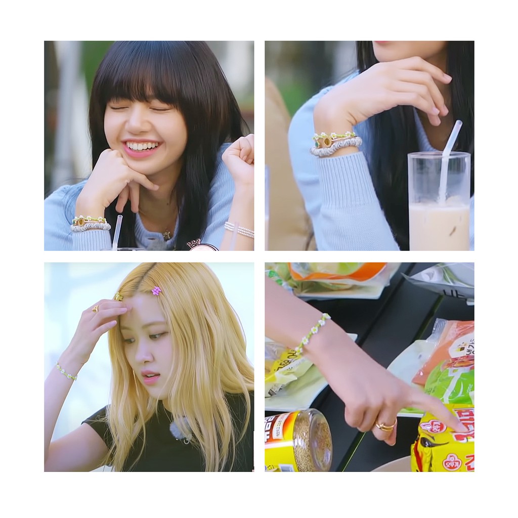 BLACKPINK Rosé, vòng tay hoa cúc trắng màu xanh lá giống Rosie và Lisa xinh đẹp #K-pop idol cheap moment #Quadaomauxanh