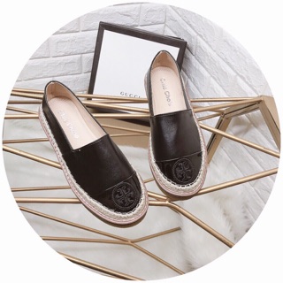 Giày slipon pha mũi viền cói