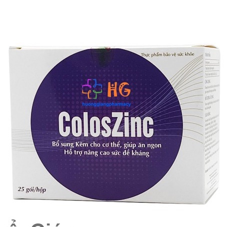 Kẽm cho bé Coloszinc Kẽm Zinc gluconate Bổ sung kẽm cho bé biếng ăn Zinc 50mg Zin c Vitamin kẽm cho bé Hộp 20 gói