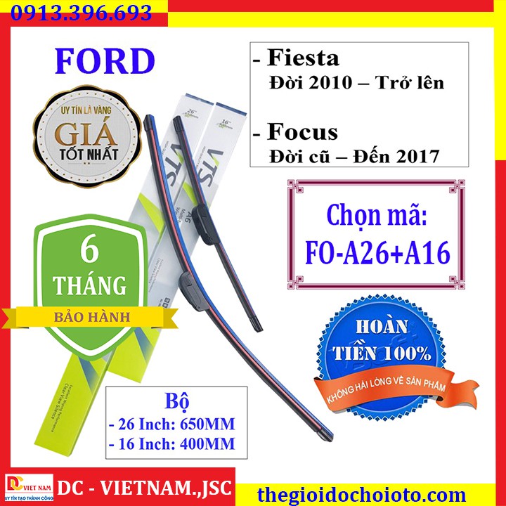 Bộ 2 thanh gạt nước mưa ô tô Ford Fiesta, Focus - (Và các dòng xe khác của Ford)