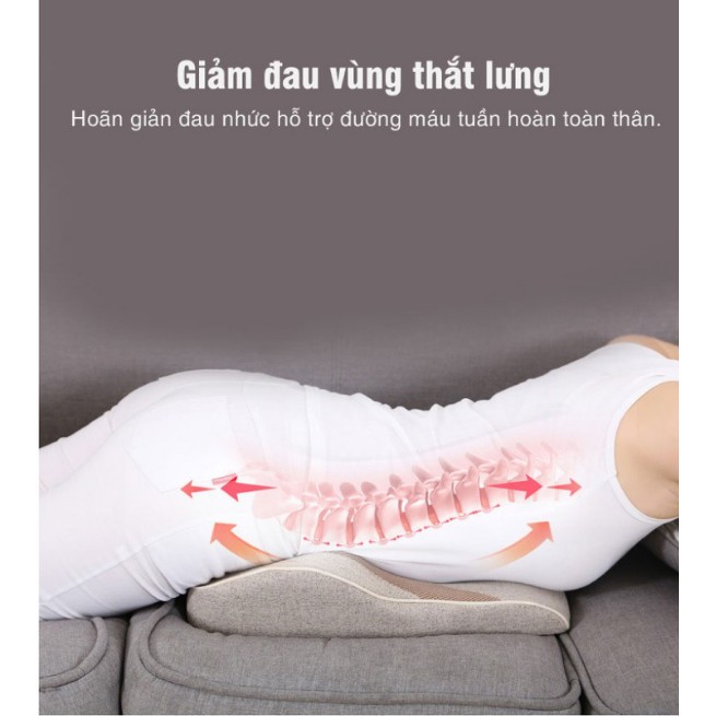 Gối Mát Xa - Gối Massage Lưng Vai Cổ Thắt Lưng Cao Cấp, Thư Giãn, Giảm Đau Nhức, 16 Bi Massage Hồng Ngoại, Chất Liệu PU