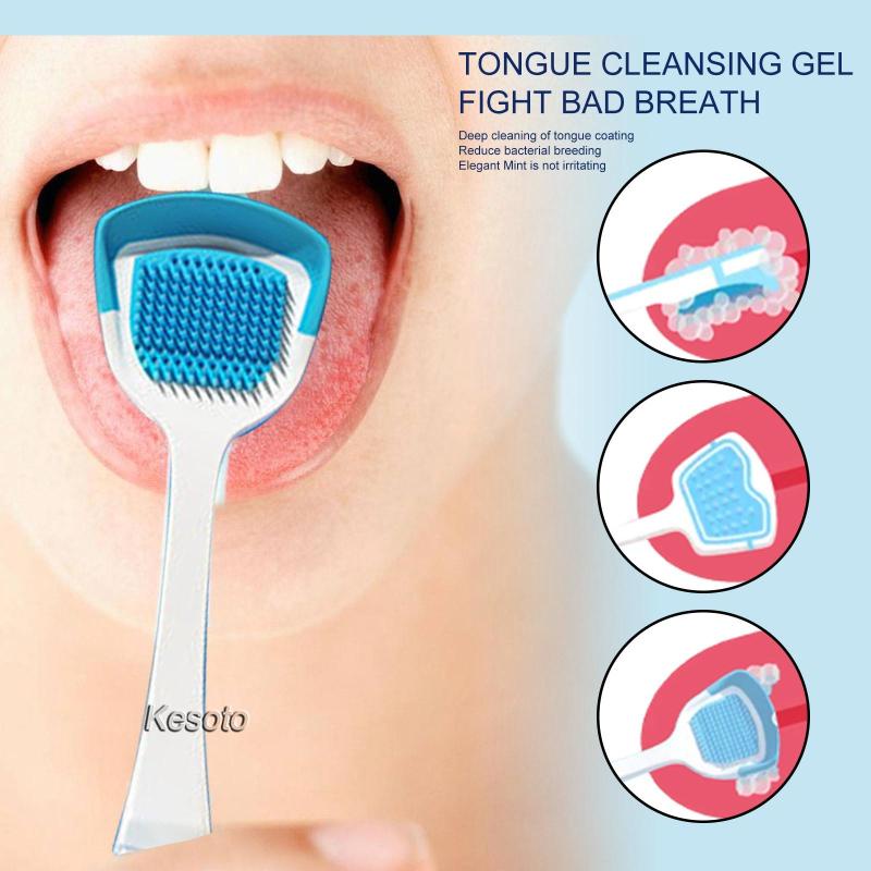 Dụng cụ chà lưỡi làm sạch khoang miệng và gel giúp hơi thở thơm tho