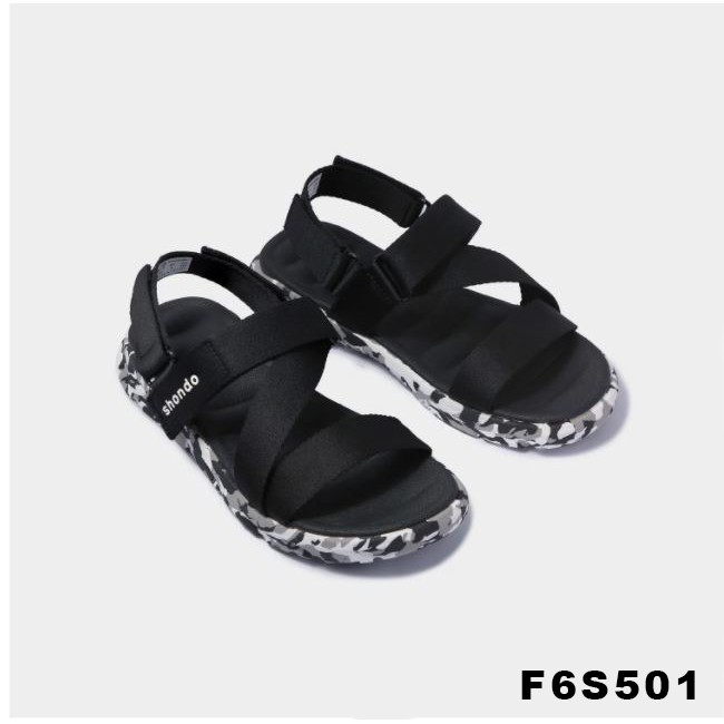 Giày sandal shondo F6 sport camo đen full F6S501