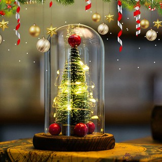 Chụp đèn thủy tinh hình cây thông noel mini có đèn led