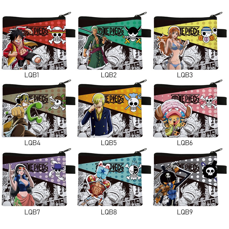 Ví Canvas Đựng Tiền Xu/Chìa Khóa In Hình Anime One Piece Có Khóa Kéo Nhỏ Gọn Tiện Dụng