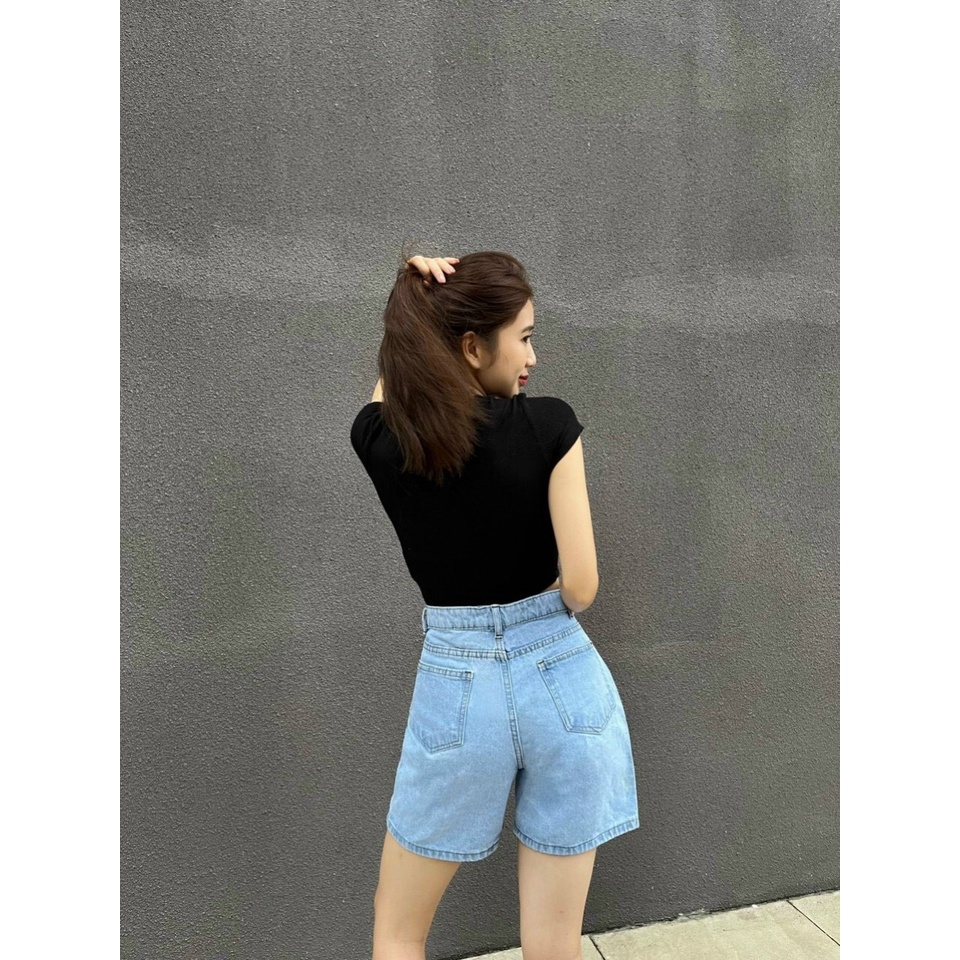Quần đùi jean basic cực xinhh năng động, dễ phối đồ - Hàng có sẵn - Xưởng may Lộc Vân - V43