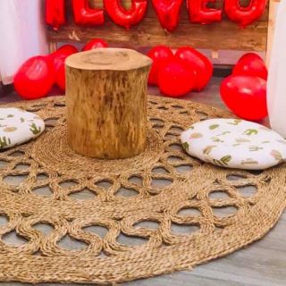 Thảm cói hoa văn tròn 1m2