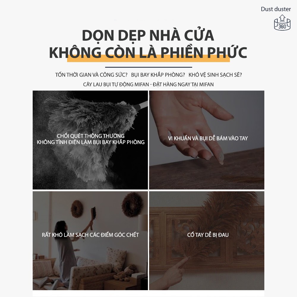 Bàn chải đánh bụi bằng lông quay bằng điện 360 ° Dụng cụ làm sạch gia đình có thể điều chỉnh