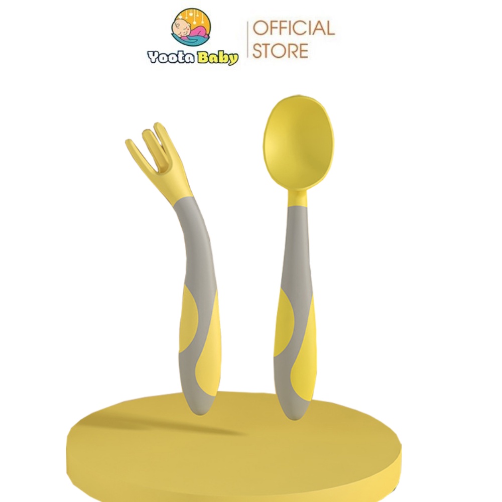 Thìa Dĩa Ăn Dặm Cho Bé MISUTA Bẻ Cong 360 Độ Giúp Bé Ăn Ngon Chơi Vui