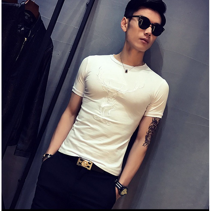 Áo Thun Nam Cổ Tròn 🚀FREESHIP🚀 Áo Phông Nam Tay Ngắn Cổ Tròn Cao Cấp In Hình Hươu . Mã NA530 | BigBuy360 - bigbuy360.vn