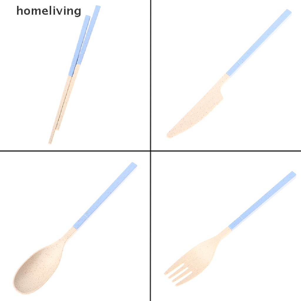 Bộ Muỗng Đũa Nĩa Bằng Lúa Mạch Gấp Gọn Kèm Hộp Đựng Tiện Lợi