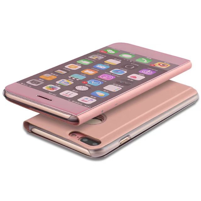 Bao da điện thoại nắp gập tráng gương sang trọng cho iPhone 8 Plus | BigBuy360 - bigbuy360.vn