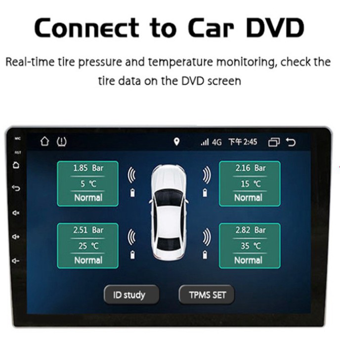 Sản Phẩm Bộ Thiết Bị Cảm Biến Áp Suất Lốp Trong TPMS Dành Cho Xe Hơi, Ô Tô Màn Hình DVD Android TNS601 .