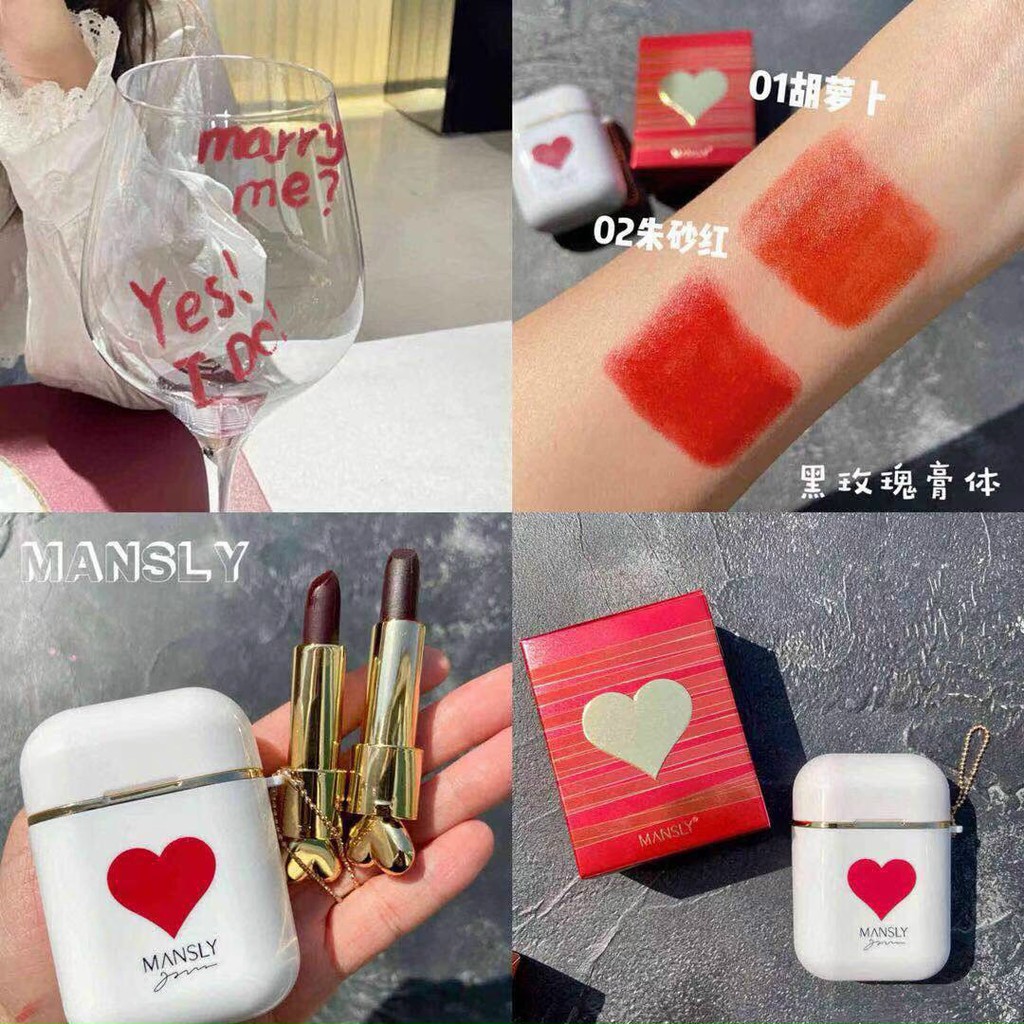 Set 2 cây son Mansly vỏ trắng | BigBuy360 - bigbuy360.vn